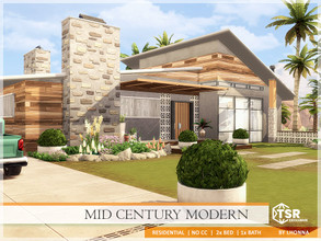 Sims 4 — Mid Century Modern /No CC/ by Lhonna — Comfortable house for a small family 2+1. NO CC! Price: 150 354 Size: 40