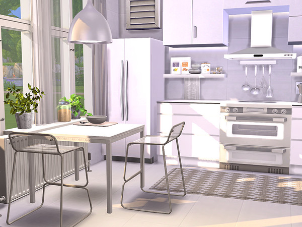 Sims 4 — Single Sim Kitchen - CC  by Flubs79 — here is a modern and bright kitchen for a single Sim the size of the room