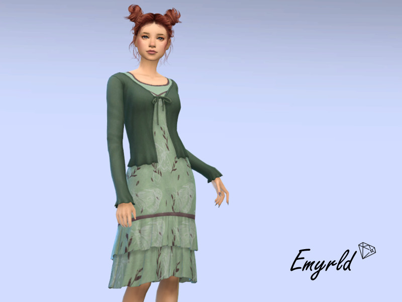 Sims 4 The Sims Resource | Green Cardigan Dress (requires Dream Home Decorator) by TSR Creator