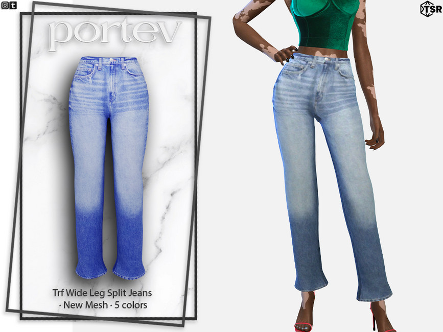 The Sims Resource - Trf Wide Leg Split Jeans