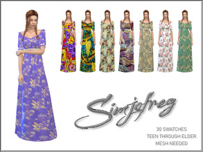 Sims 4 — Sifix Beatrice Dress RC by Simjofreg — Recolor of Sifix Beatrice Dress A regency style dress in multiple colors