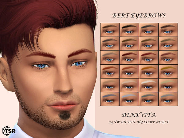 Sims 4 — Bert Eyebrows [HQ] by Benevita — Bert Eyebrows HQ Mod Compatible 24 Swatches Male-Female I hope you like! 