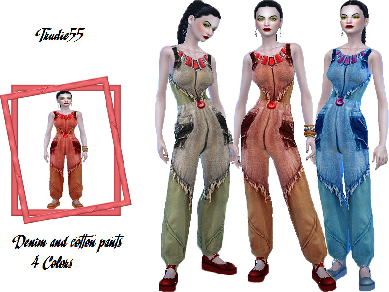 Sims 4 The Sims Resource | Denim and cotton pants by TSR Creator