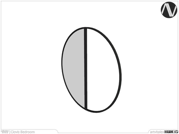 Sims 4 — Clovis Round Semi Mirror by ArtVitalex — Bedroom Collection | All rights reserved | Belong to 2022
