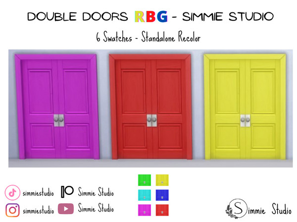 Sims 4 — Double Door RBG by Simmie_Studios — RBG-color double doors. 