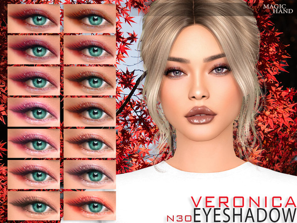 Sims 4 — [Patreon] Veronica Eyeshadow N30 by MagicHand — Eyeshadow with glitter in 16 colors - HQ Compatible. Preview -
