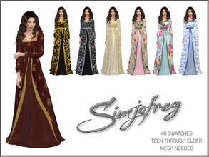 Sims 4 — Sifix Sunniva Dress RC by Simjofreg — Recolor of Sifix' Sunniva Dress in 40 colors. Suitable for a historical