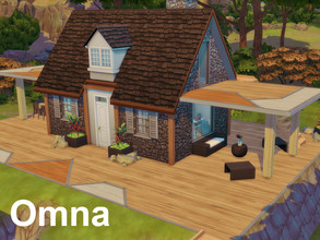 Sims 4 — Omna | No CC by GenkaiHaretsu — Small single house, modern in woods.