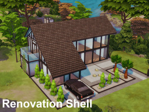 Sims 4 — Renovation Shell | Only TSR CC by GenkaiHaretsu — Restored and modernized old half-timbered building.