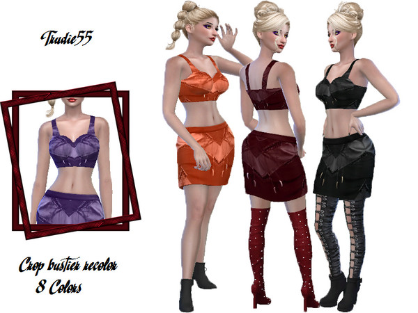 Sims 4 — Crop bustier (Recolor) by TrudieOpp — Crop bustier (Recolor) in 8 colors