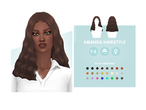 Sims 4 — Amanda Hairstyle by simcelebrity00 — Hello Simmers! This Dua Lipa Inspired, wavy, and hat compatible hairstyle