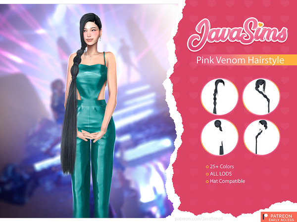 Sims 4 — [PATREON] - Pink Venom (Hairstyle) by Ursidxe — Patreons got this hair a month early! Enjoy it for free now!