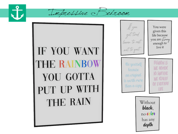 Sims 4 — Impressive Bedroom - Poster v1 by zarkus — Impressive Bedroom - Poster v1 6 colors