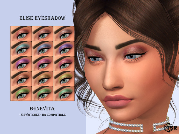 Sims 4 — Elise Eyeshadow [HQ] by Benevita — Elise Eyeshadow HQ Mod Compatible 15 Swatches I hope you like!