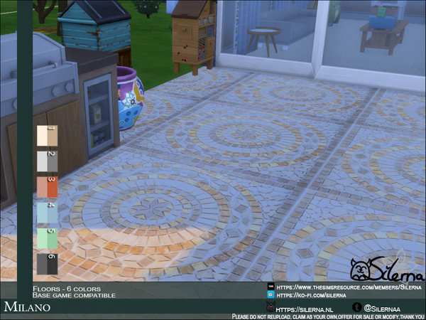 Sims 4 — Milano by Silerna — - Basegame compatible - Floors - stone/outdoors - 6 different colors - Please do not