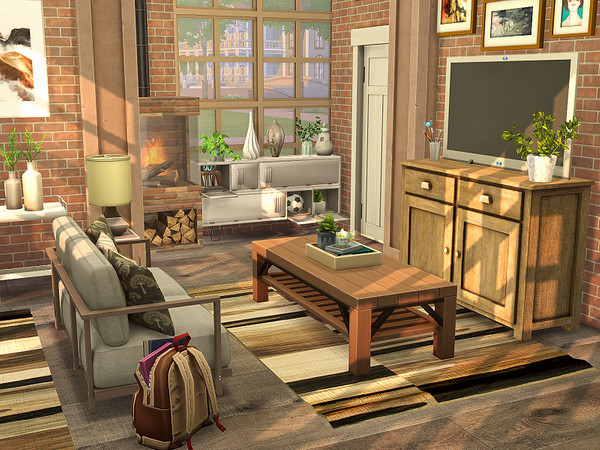 Sims 4 — Ebonie Living - CC  by Flubs79 — here is a cozy industrial style living room for your Sims the size of the room