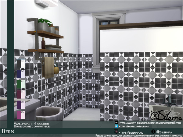 Sims 4 — Bern by Silerna — - Basegame compatible - Wallpaper - Tiles - 6 different colors - Please do not reupload, claim