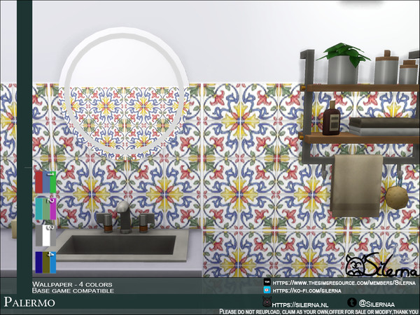 Sims 4 — Palermo by Silerna — - Basegame compatible - Floors - Tiles - 4 different colors - Please do not reupload, claim