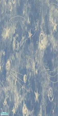 Sims 2 — Cosmic blues by TMKColorado80909 — A blue wall with biege constellation style markings 