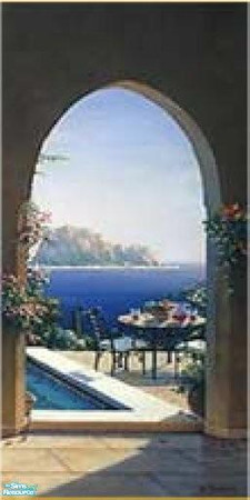 Sims 2 — Arch and Sea Wall Mural Right Side by TMKColorado80909 — A wonderful arched veranda overlooking the sea mural to