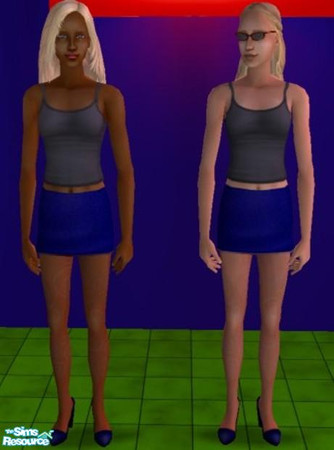Sims 2 — Als Skirt (2) by aceal — Blue Skirt, with white or brown Pentyhose