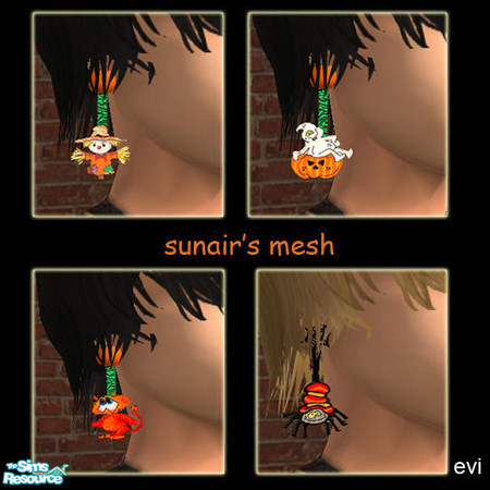 2 — evi\'s Halloween Earrings by evi — Spiders, ghosts, little devils ans scarecrows on your little girls\' ears this