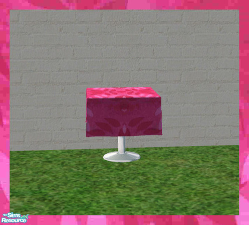 Sims 2 — Hot Pink Wedding Set - Dining Table by HeartSpirit — Casual dining table with a bright and bold pink tablecloth.