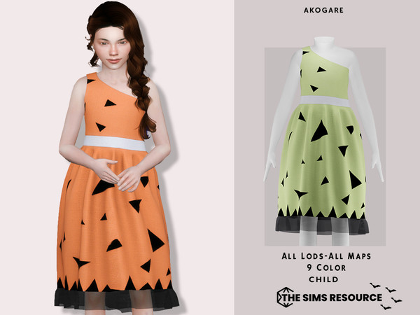 Sims 4 — Halloween Dress  by _Akogare_ — Akogare Halloween Dress -9 Colors - New Mesh (All LODs) - All Texture Maps - HQ