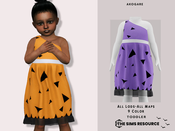 Sims 4 — Halloween T-Dress by _Akogare_ — Akogare Halloween T-Dress -9 Colors - New Mesh (All LODs) - All Texture Maps -