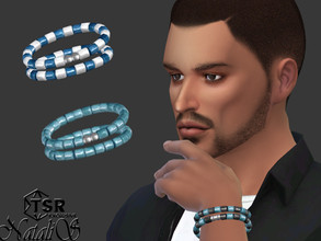 Sims 4 — Enamel cylinder beads double bracelet by Natalis — Enamel cylinder beads double bracelet. 6 color options. Male