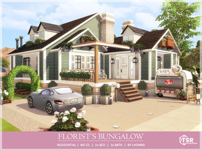 Sims 4 — Florist's Bungalow /No CC/ by Lhonna — Cozy, sweet suburban house, great for the gardener and a pet. NO CC!