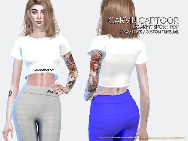 Sims 4 — CC.Army sport top by carvin_captoor — Created for sims4 Original Mesh All Lod 6 Swatches Don't Recolor And Claim