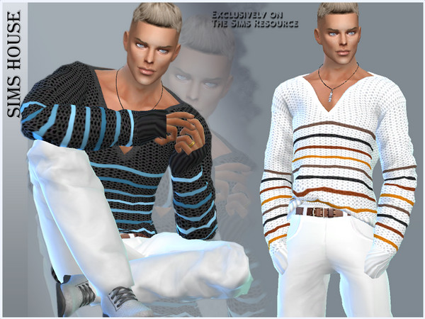 The Sims Resource - MEN'S STRIPED SWEATER