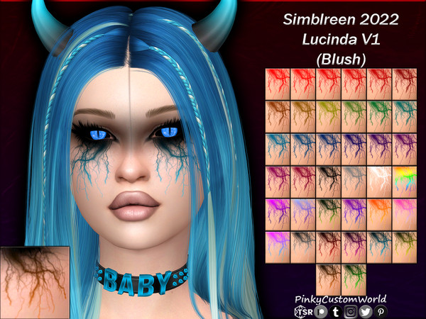 Sims 4 — [PATREON] Simblreen 2022 - Lucinda Facepaint V1 (Blush) by PinkyCustomWorld — Welcome to the vampire world.