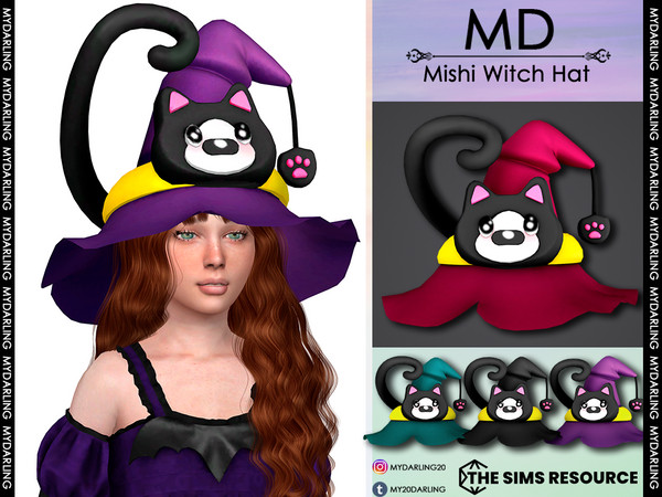 Sims 4 — mishi witch hat CHILD by Mydarling20 — new mesh base game compatible all lods all maps 10 colors