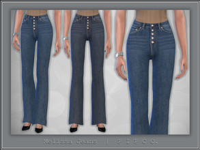 Sims 4 — Melissa Jeans (Bootcut). by Pipco — Trendy buttoned jeans in 3 colors. Base Game Compatible New Mesh All Lods HQ