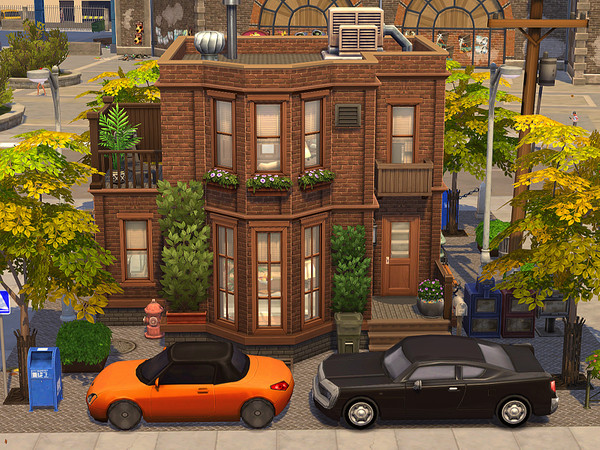 Sims 4 — Brick Townhouse - no CC  by Flubs79 — here is a cozy brick townhouse for your Sims it has 1 bath and 2 bedrooms