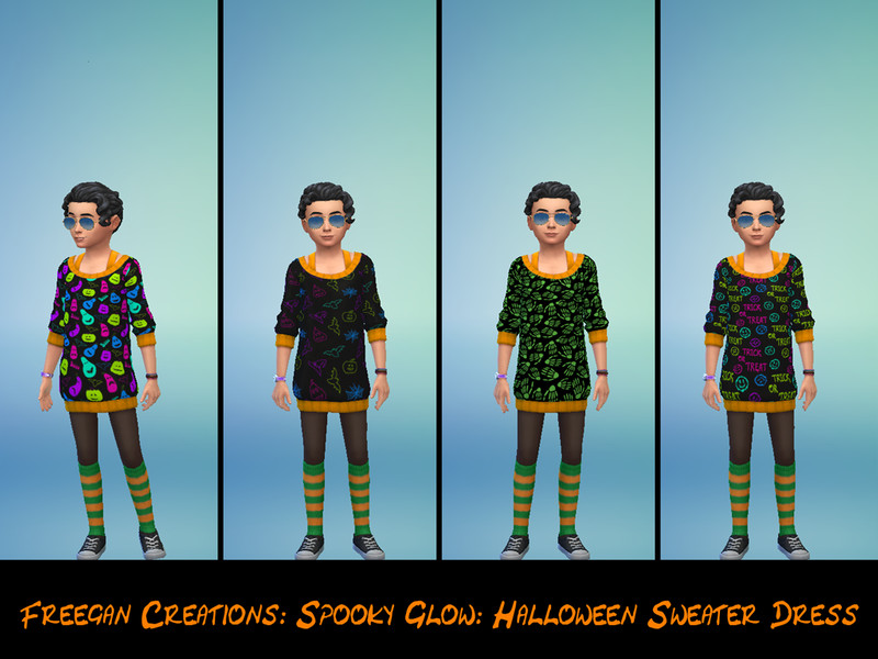 Sims 4 The Sims Resource | Spooky Glow- Halloween Sweater Dress by TSR Creator