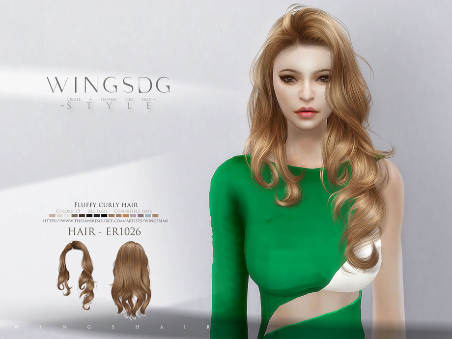 The Sims Resource Wings Er1026 Fluffy Curly Hair