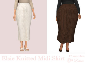 Sims 4 — Elsie Knitted Midi Skirt by Dissia — High waist midi knitted skirt Available in 47 swatches