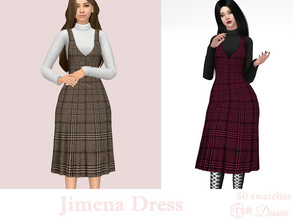 Sims 4 — Jimena Dress by Dissia — Midi layered plaid dress with turtleneck Available in 50 swatches