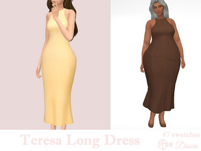 Sims 4 — Teresa Long Dress by Dissia — Long sleeveless ribbed dress Available in 47 swatches