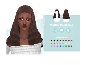 Sims 4 — Mandy Hairstyle by simcelebrity00 — Hello Simmers! This Dua Lipa Inspired, wavy, and hat compatible hairstyle is