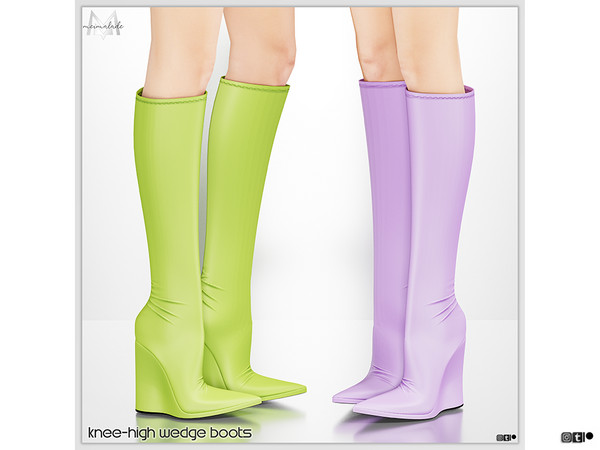 Sims 4 — [PATREON] Knee-High Wedge Boots by Mermalade — - New Mesh - All Lods - 42 Swatches - Custom thumbnail -