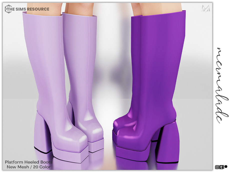 The Sims Resource - Platform Heeled Boots S80
