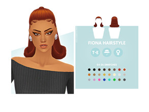 Sims 4 — Fiona Hairstyle by simcelebrity00 — Hello Simmers! This Snatched Half Pony, curled ends, and hat compatible