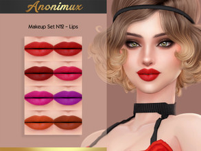 Sims 4 — Makeup Set N12 - Lips by Anonimux_Simmer — - 8 Swatches - Compatible with the color slider - BGC - HQ - Thanks