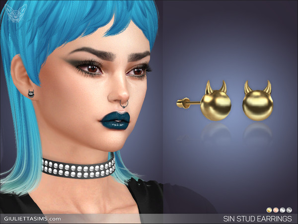 Sims 4 — Sin Stud Earrings (For Women and Men) by feyona — Sin Stud Earrings (For Women and Men) come in 4 colors of