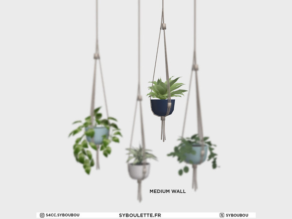 Sims 4 — Millennial - Hanging plant (V2 - medium) by Syboubou — This is a hanging plant from ceiling for medium wall