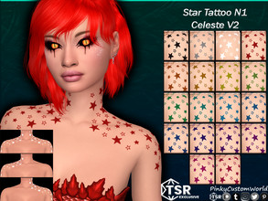 Sims 4 — Star Tattoo N1 - Celeste V2 (Set) by PinkyCustomWorld — Simple star tattoo with some star outline and some